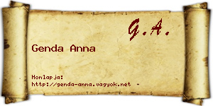 Genda Anna névjegykártya